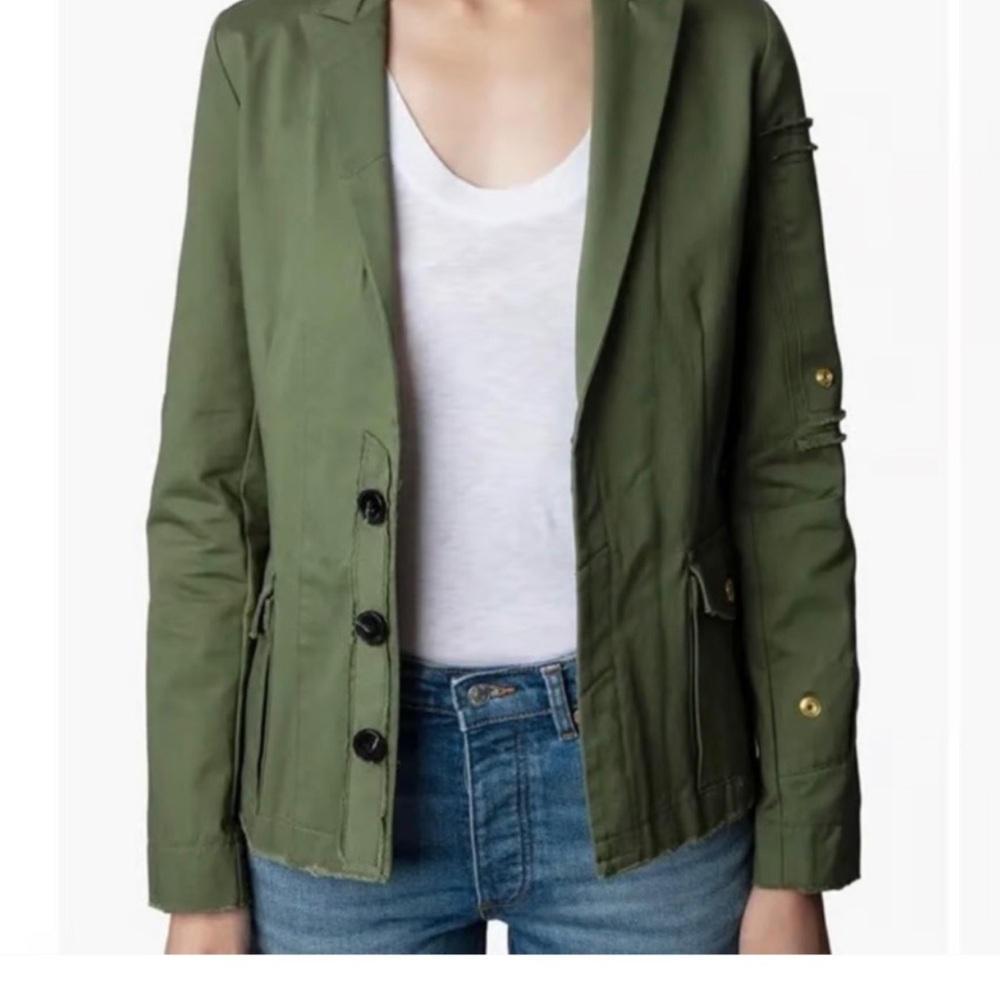 Zadig & Voltaire Olive Utility Button-Front Blazer